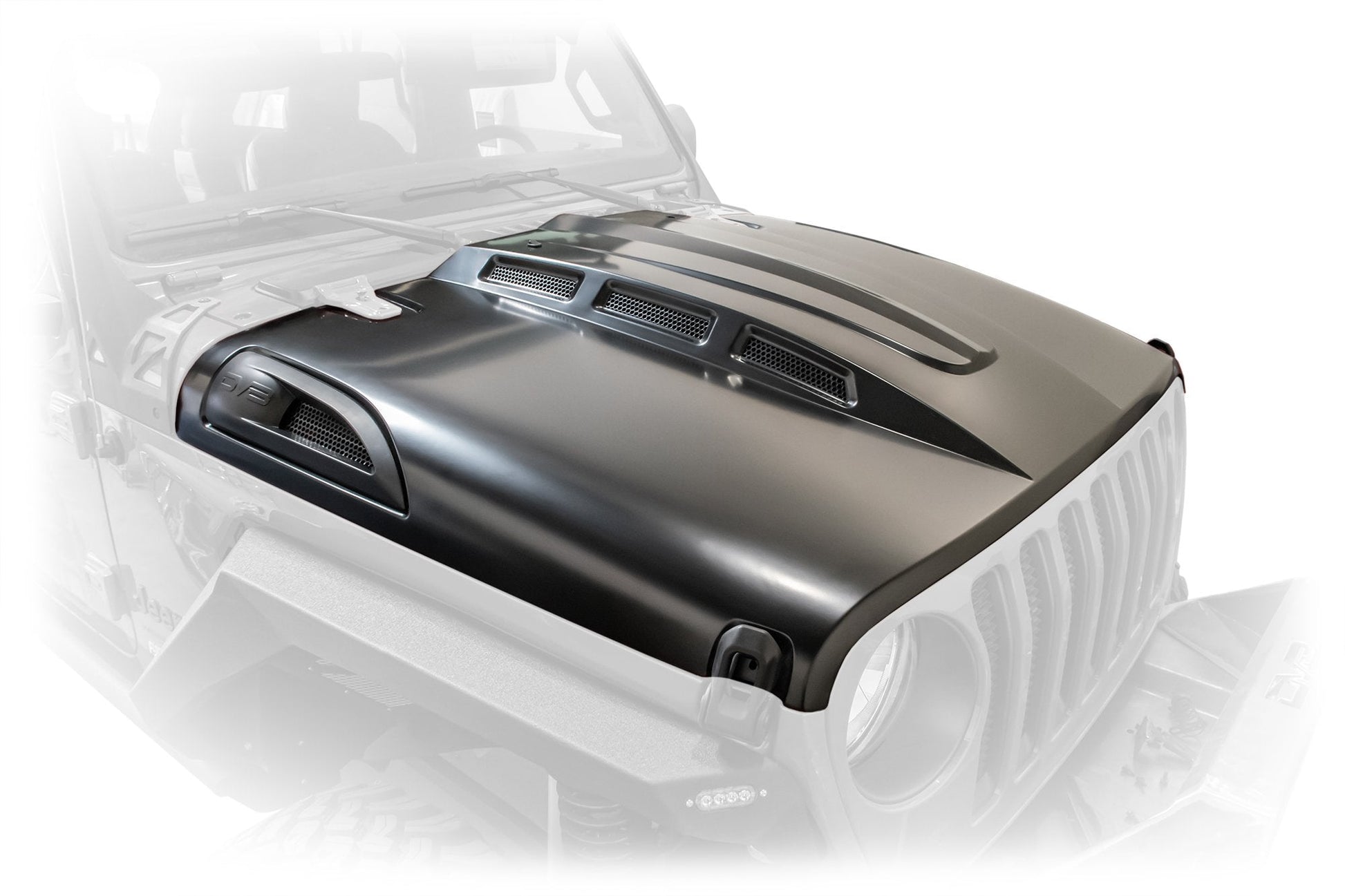 2018 2025 Jeep Wrangler JL JLU Gladiator JT Heat Dispersion Hood Non 392 or Non Mojave DV8 Offroad-2