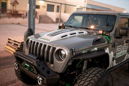 2018 2025 Jeep Wrangler JL JLU Gladiator JT Heat Dispersion Hood Non 392 or Non Mojave DV8 Offroad-11