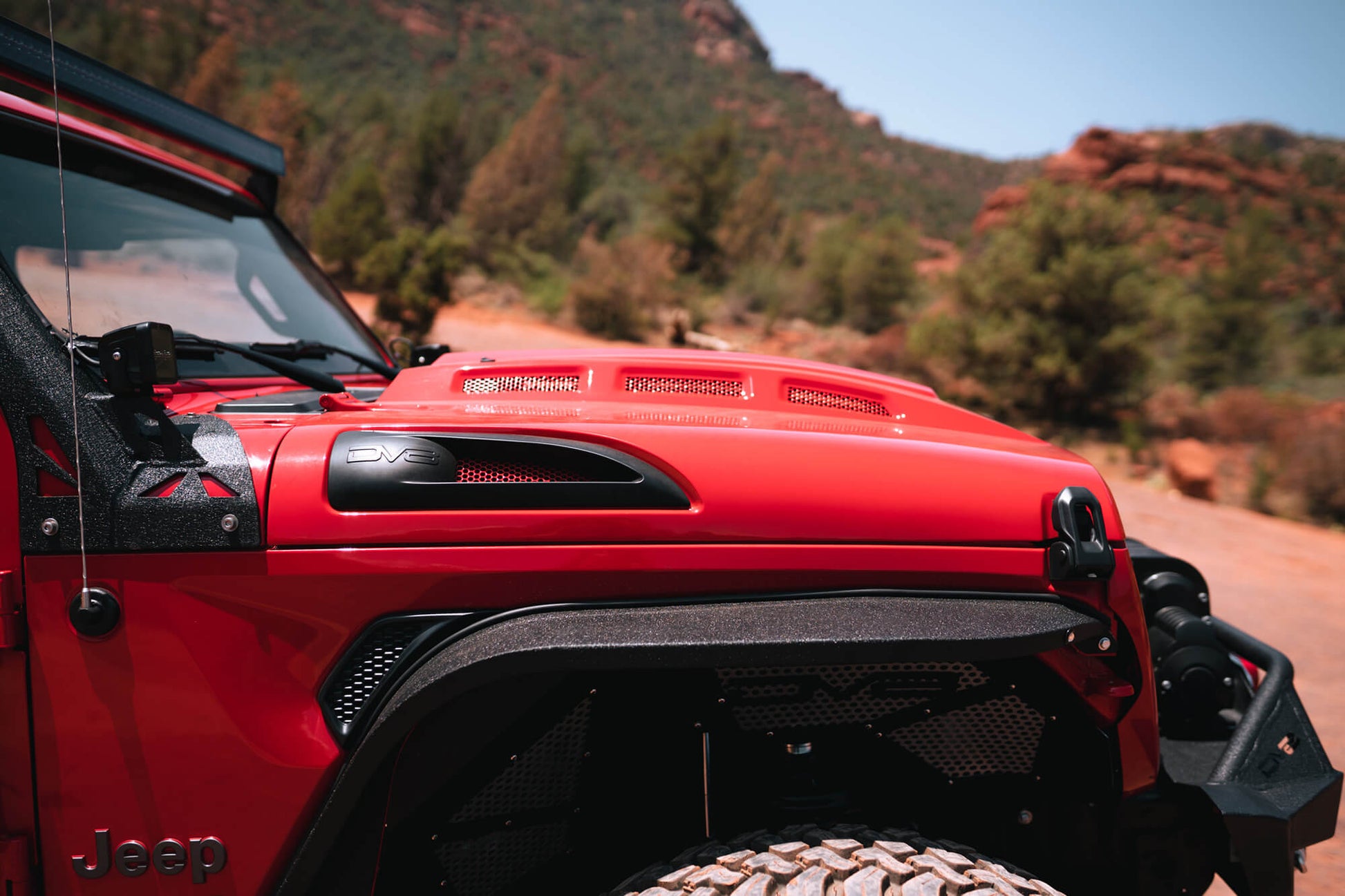 2018 2025 Jeep Wrangler JL JLU Gladiator JT Heat Dispersion Hood Non 392 or Non Mojave DV8 Offroad-12
