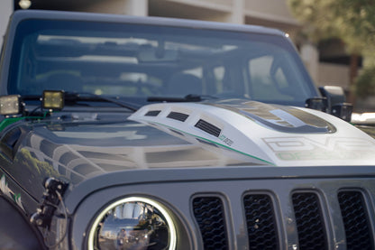 2018 2025 Jeep Wrangler JL JLU Gladiator JT Heat Dispersion Hood Non 392 or Non Mojave DV8 Offroad-14
