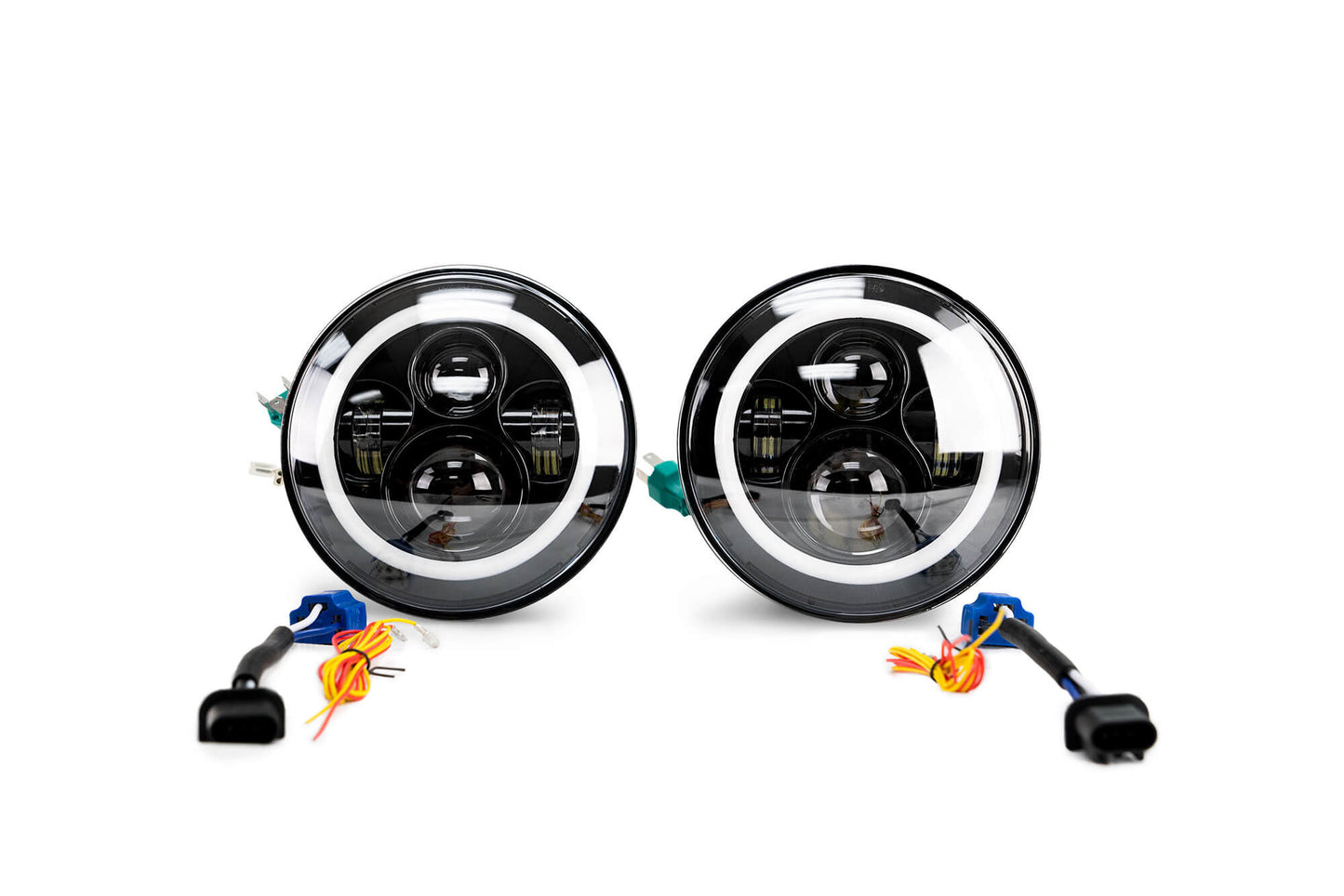 2007 2018 Jeep Wrangler JK JKU Projector Led Headlights With White Halo DV8 Offroad-4
