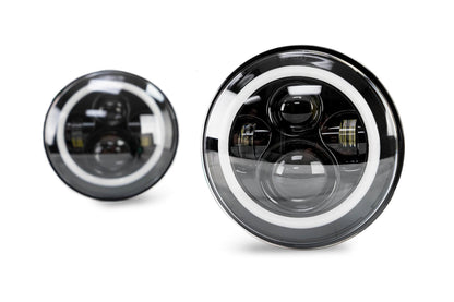 2007 2018 Jeep Wrangler JK JKU Projector Led Headlights With White Halo DV8 Offroad-6