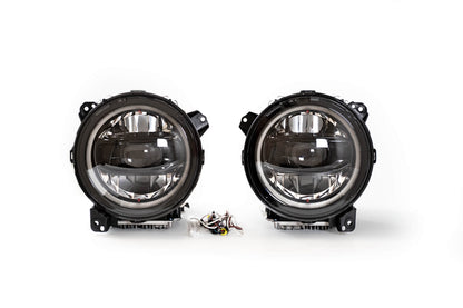 2020 2025 Jeep Gladiator JT Wrangler Headlights Black DV8 Offroad-11