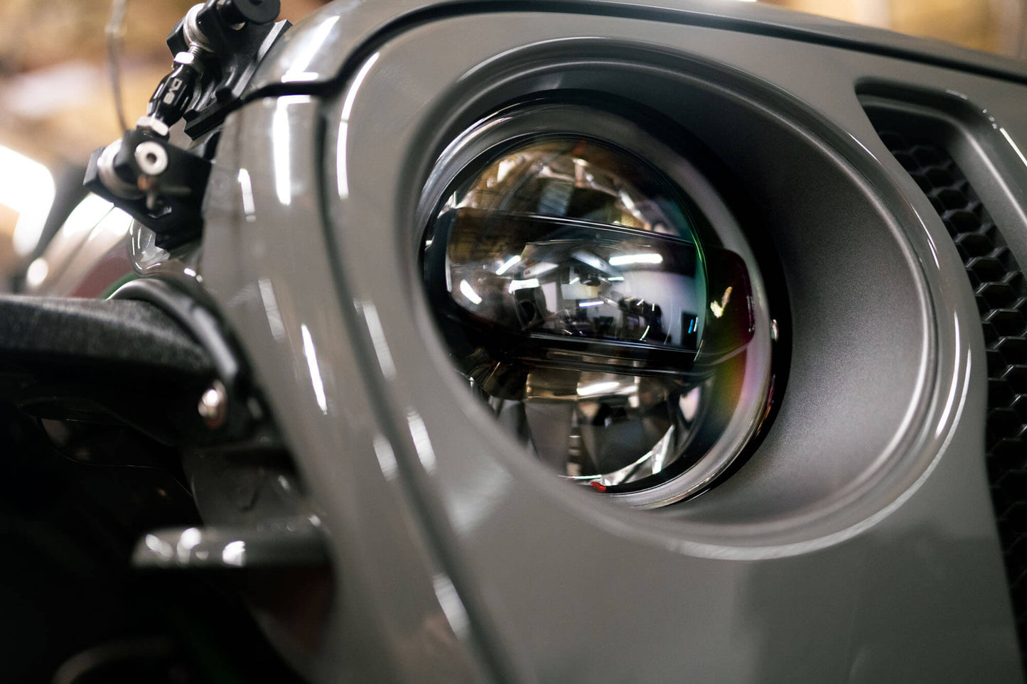 2020 2025 Jeep Gladiator JT Wrangler Headlights Black DV8 Offroad-13
