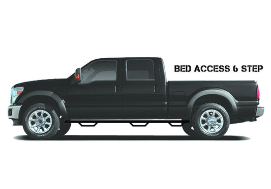Podium Step LG Wheel-to-Wheel with Bed Access (3 Steps per Side) 3 Inch Main Tube Diameter 2014-2018 (2019 Legacy/Limited) Chevy Silverado/GMC Sierra 1500 6 Foot 6 Inch Bed Double Cab Textured Black NFab