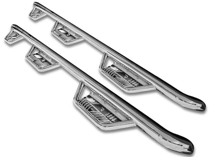 Podium Step SS Wheel-to-Wheel with Bed Access (3 Steps per Side) 3 Inch Main Tube Diameter 2010-2019 Ram 2500/3500 6 Foot 4 Inch Bed Crew Cab Polished Stainless NFab-1