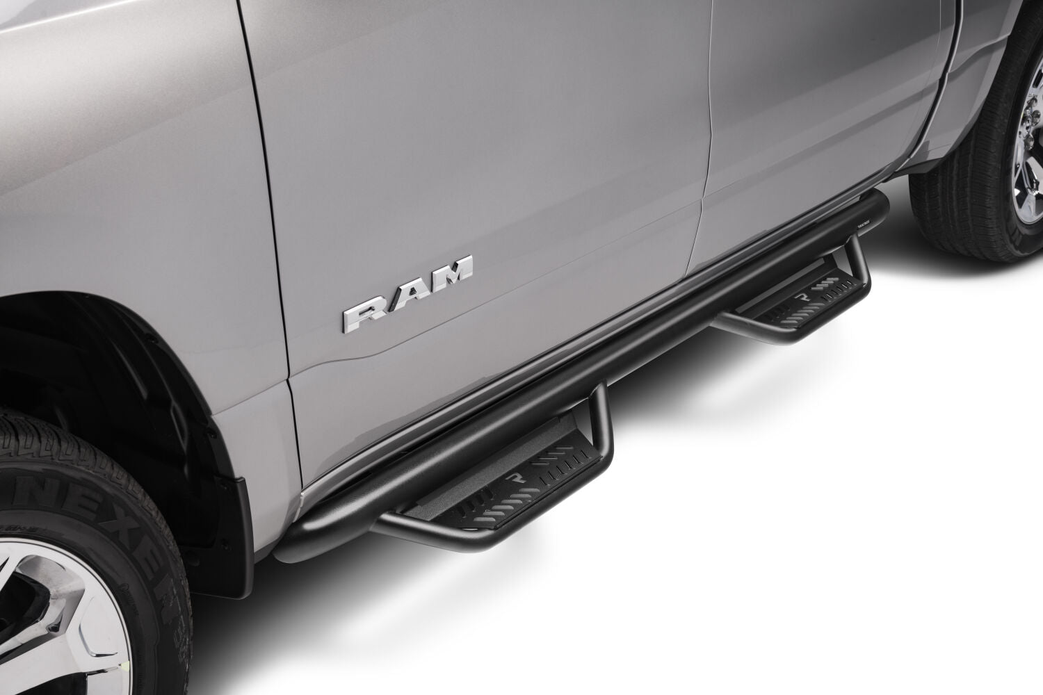 Podium Step LG Cab Length (2 Steps per Side) 3 Inch Main Tube Diameter 2019-2025 (New Body Style) Ram 1500 Crew Cab Textured Black NFab-1