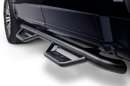 Podium Step LG Cab Length (2 Steps per Side) 3 Inch Main Tube Diameter 2015-2025 Ford F-150/2017-2025 Raptor Super Crew/2017-2025 F-250/F-350/F-450 Crew Textured Black NFab-4