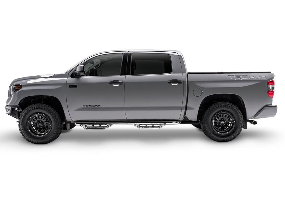 Podium Step SS Cab Length (2 Steps per Side) 3 Inch Main Tube Diameter 2007-2021 Toyota Tundra Double Cab Polished Stainless NFab-4