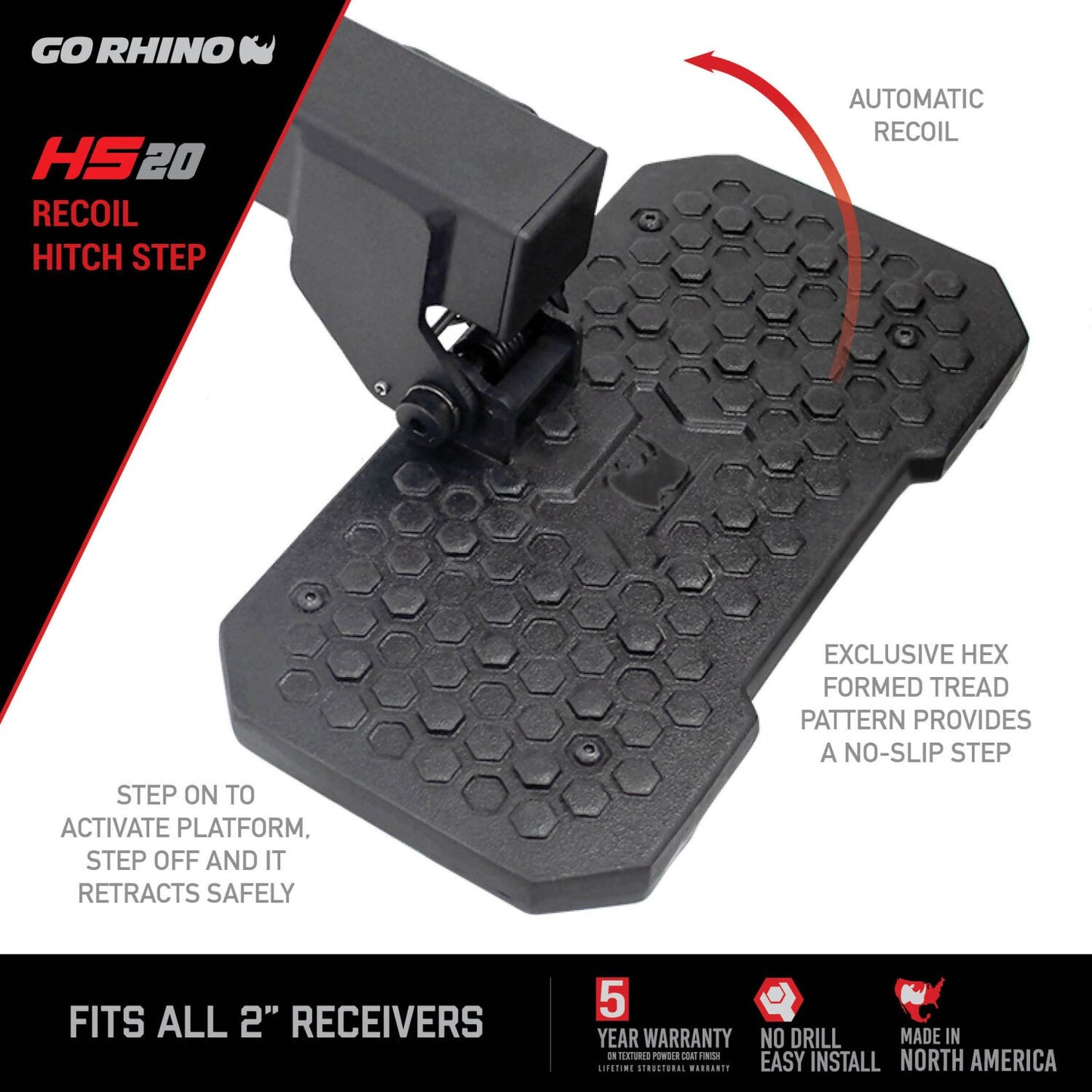 HS 20 Hitch Step Textured Black Go Rhino-12