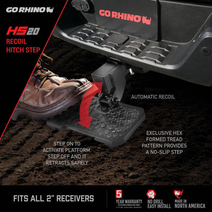 HS 20 Hitch Step Textured Black Go Rhino-3