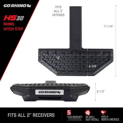 HS 30 Hitch Step Textured Black Go Rhino-8