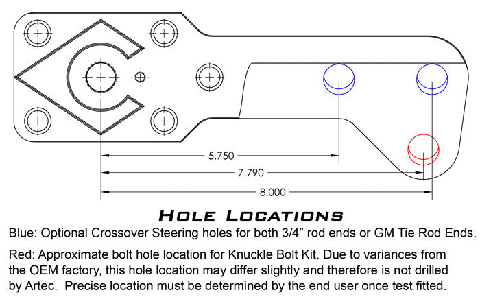 Aluminum Ultimate Dana 60 High Steer Arms - 6-Hole w/ Keyway - Pair Artec Industries-4