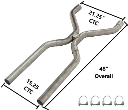 2.5 Inch Universal H-Pipe Crossover Kit Mandrel Bent 409 Stainless Steel Pypes Performance Exhaust-2