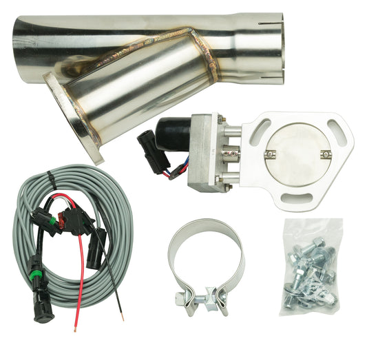 Y Electric Dump Cutout 3 in Hardware Incl Natural Aluminum And 304 Stainless Steel Pypes Performance Exhaust