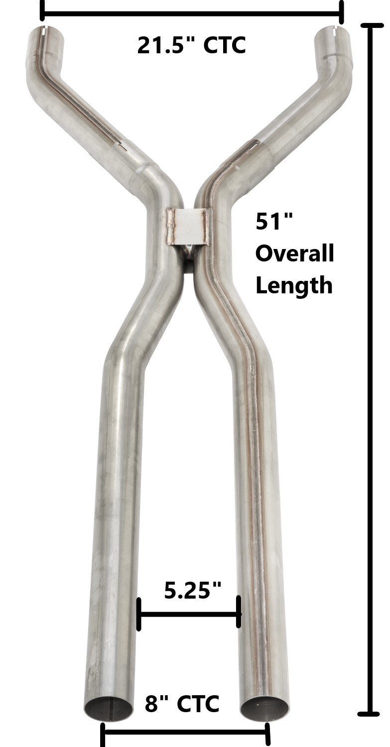 2.5 Inch Mandrel-Bent Tunnel Crossover H-Pipe 409 Stainless Steel Pypes Performance Exhaust-2