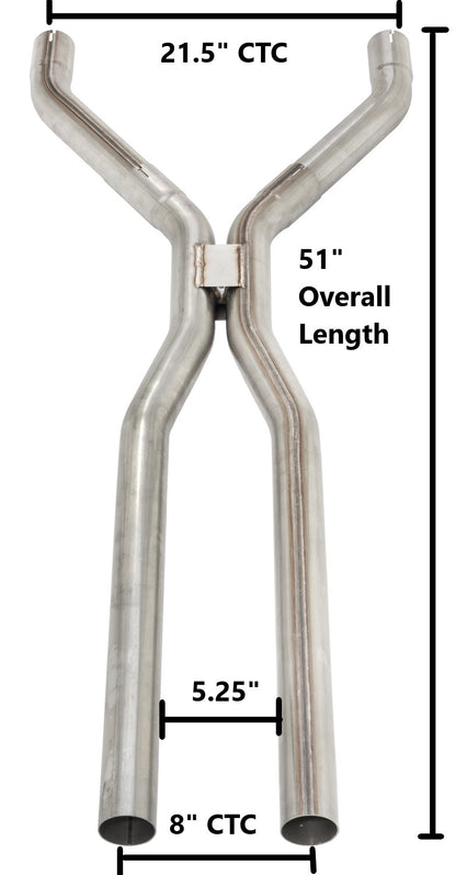 2.5 Inch Mandrel-Bent Tunnel Crossover H-Pipe 409 Stainless Steel Pypes Performance Exhaust-2
