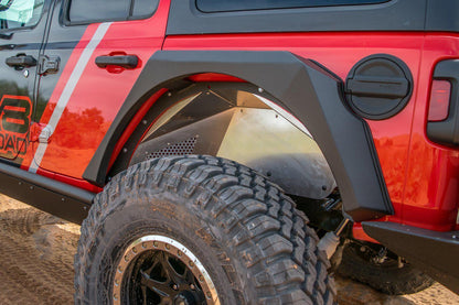 2018 2023 Jeep Wrangler JL JLU Rear Inner Fenders Black DV8 Offroad-2