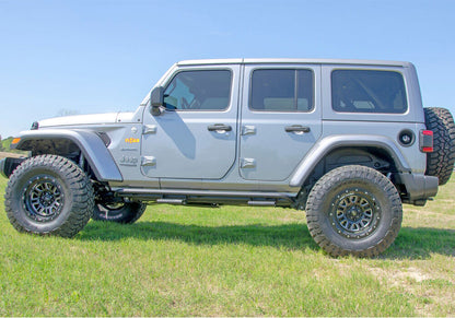 RKR Step System Full Length (1 Step Mount/1 Step per Side) 1.75 Inch Rails 2018-2026 Jeep Wrangler JL 4-Door Textured Black NFab-4