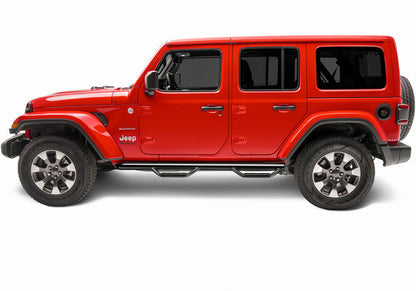 Nerf Step Bar Wheel-to-Wheel (2 Steps per Side) 3 Inch Main Tube Diameter 2018-2026 Jeep Wrangler JL 4-Door Gloss Black NFab-3