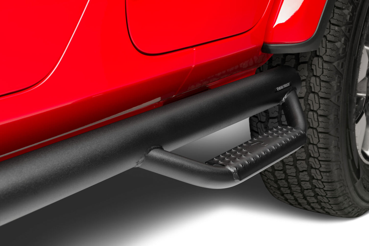 Nerf Step Bar Wheel-to-Wheel (2 Steps per Side) 3 Inch Main Tube Diameter 2018-2026 Jeep Wrangler JL 4-Door Textured Black NFab-7