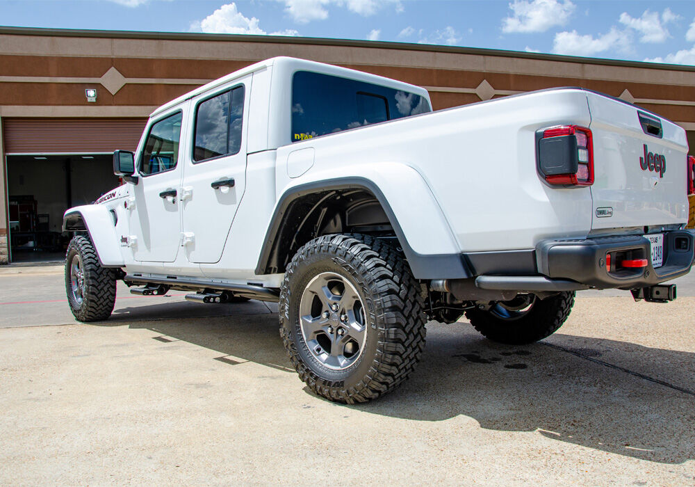 RKR Step System Full Length (1 Step Mount/1 Step per Side) 1.75 Inch Rails 2020-2025 Jeep Gladiator JT 4-Door Textured Black NFab-2