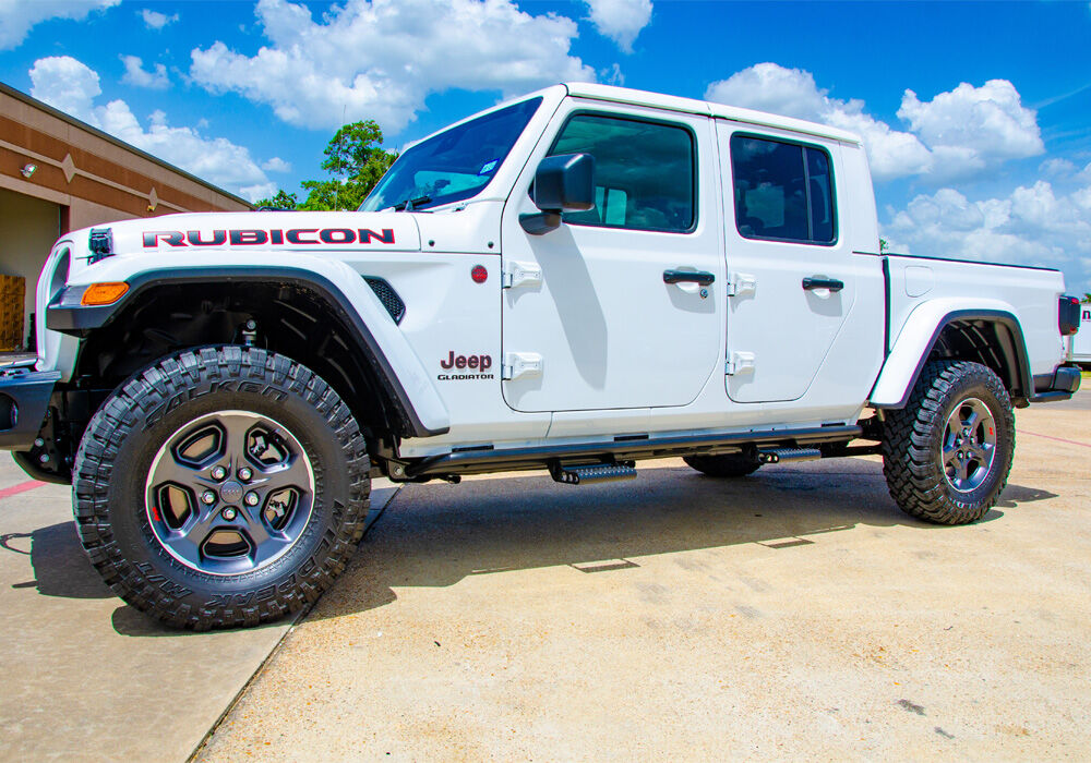 RKR Step System Full Length (1 Step Mount/1 Step per Side) 1.75 Inch Rails 2020-2025 Jeep Gladiator JT 4-Door Textured Black NFab-4