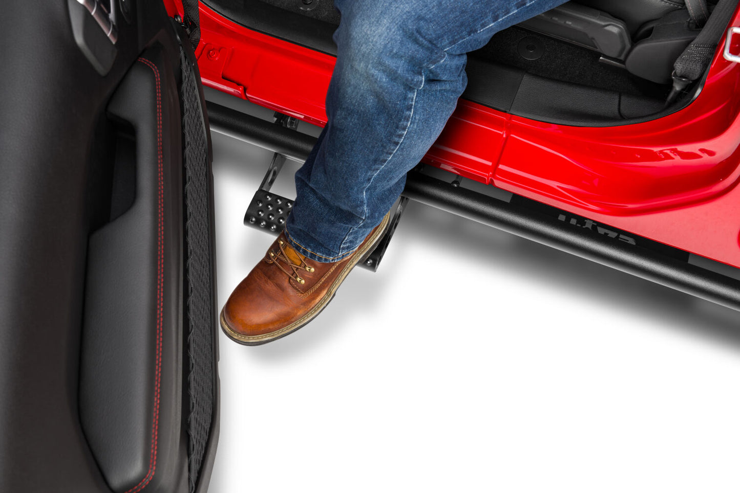 RKR Step System Full Length (1 Step Mount/1 Step per Side) 1.75 Inch Rails 2020-2025 Jeep Gladiator JT 4-Door Textured Black NFab-5
