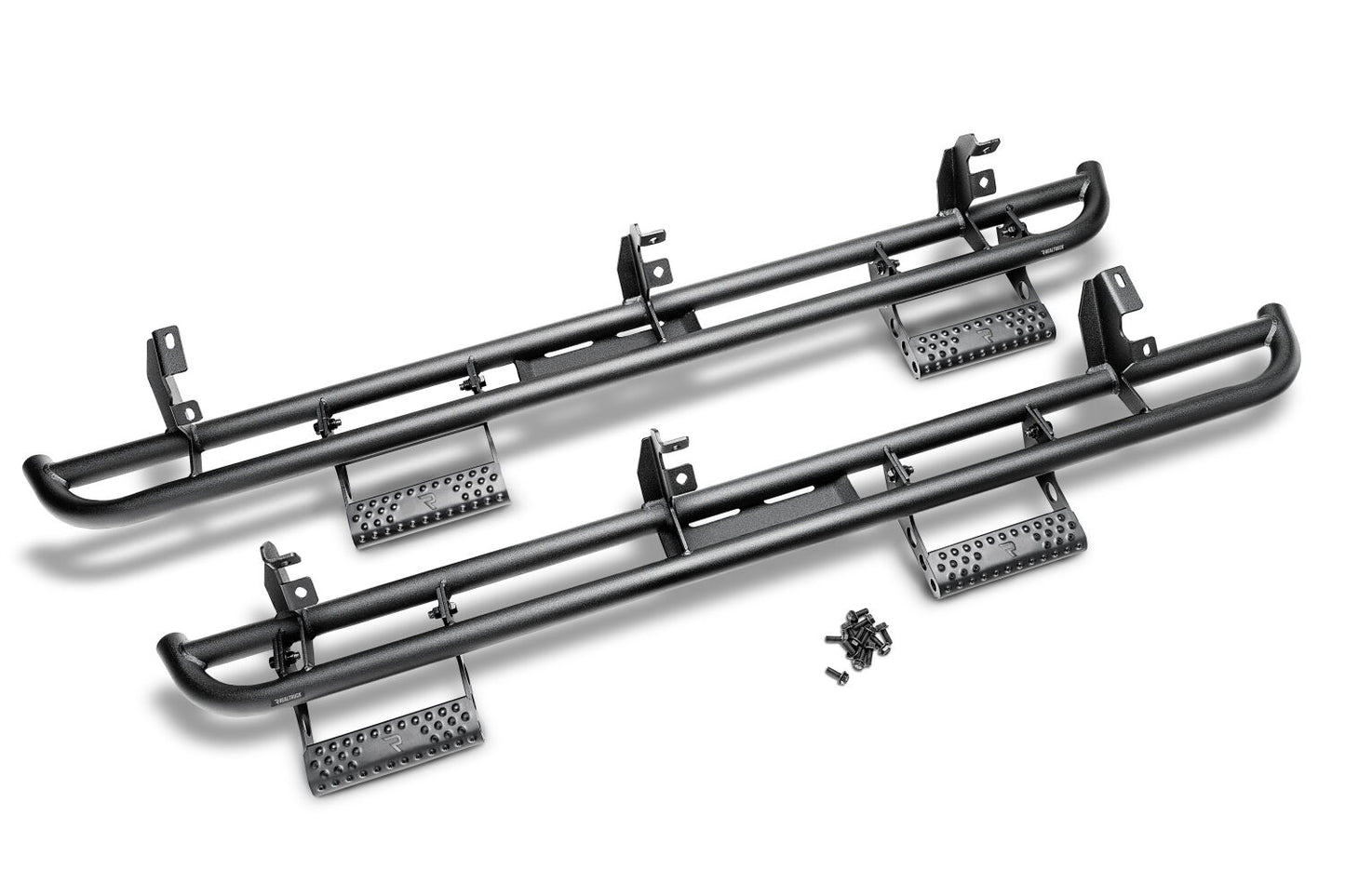 RKR Step System Full Length (1 Step Mount/1 Step per Side) 1.75 Inch Rails 2020-2025 Jeep Gladiator JT 4-Door Textured Black NFab-8