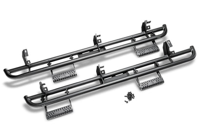 RKR Step System Full Length (1 Step Mount/1 Step per Side) 1.75 Inch Rails 2020-2025 Jeep Gladiator JT 4-Door Textured Black NFab-8