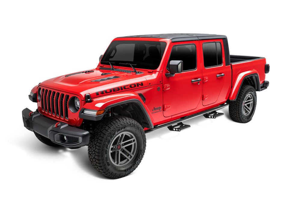 RKR Step System Full Length (1 Step Mount/1 Step per Side) 1.75 Inch Rails 2020-2025 Jeep Gladiator JT 4-Door Textured Black NFab-9