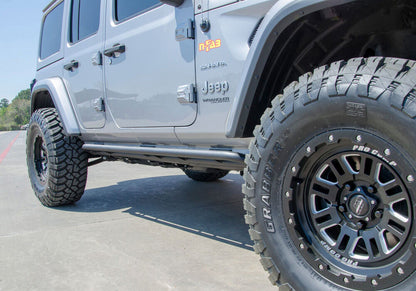 RKR Rock Rails Cab Length (2 Steps per Side) 2020-2025 Jeep Gladiator JT 4-Door Textured Black NFab-2