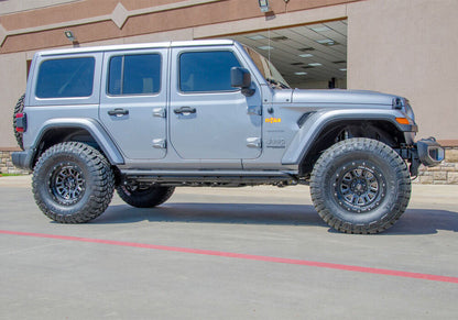 RKR Rock Rails Cab Length (2 Steps per Side) 2020-2025 Jeep Gladiator JT 4-Door Textured Black NFab-4