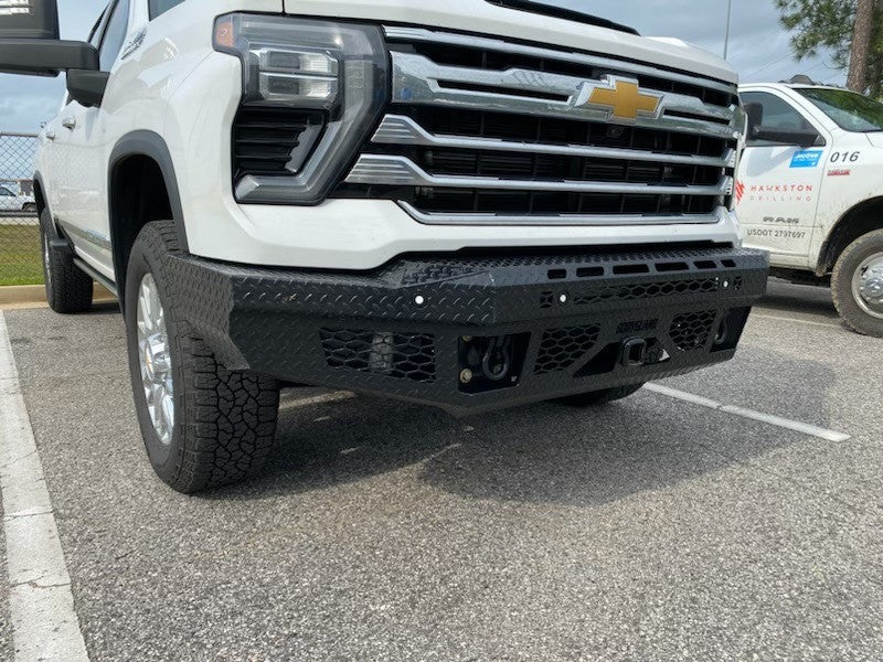 FT Front Bumper Base For 2024-2026 Silverado 2500/3500 HD Sensor Cutouts Fog Cutouts Receiver Bodyguard Bumpers-10