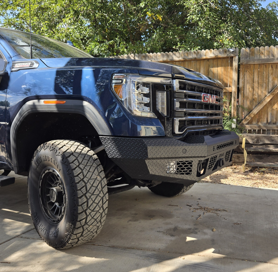 FT Front Bumper Base For 2020-2023 Sierra 2500/3500 HD Sensor Cutouts Fog Cutouts Receiver Bodyguard Bumpers-10