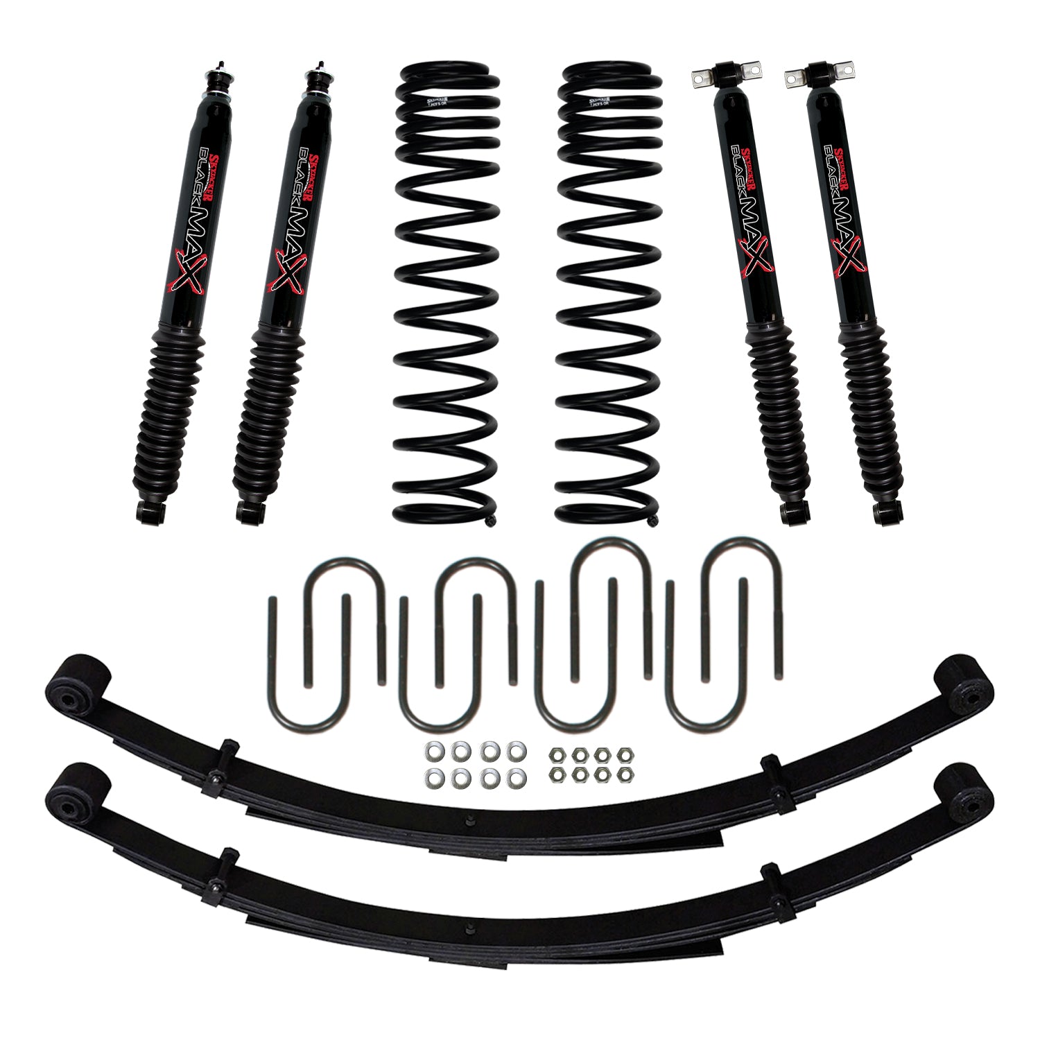 3 Inch Suspension Lift System 84-01 Cherokee XJ W/Front Dual Rate Long Travel Coil Springs Rear U-bolts Rear Leaf Springs Skyjacker-1