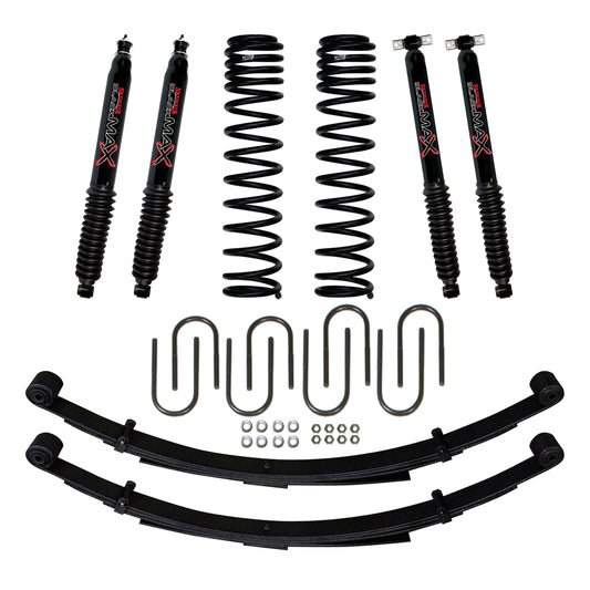 3 Inch Suspension Lift System 84-01 Cherokee XJ W/Front Dual Rate Long Travel Coil Springs Rear U-bolts Rear Leaf Springs Skyjacker-1