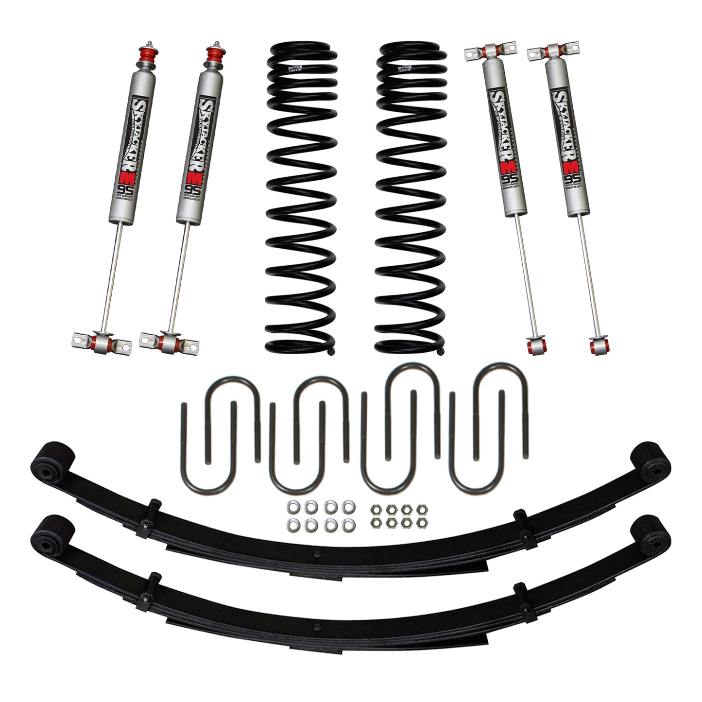 3 Inch Suspension Lift System 84-01 Cherokee XJ W/Front Dual Rate Long Travel Coil Springs Rear U-bolts Rear Leaf Springs Skyjacker
