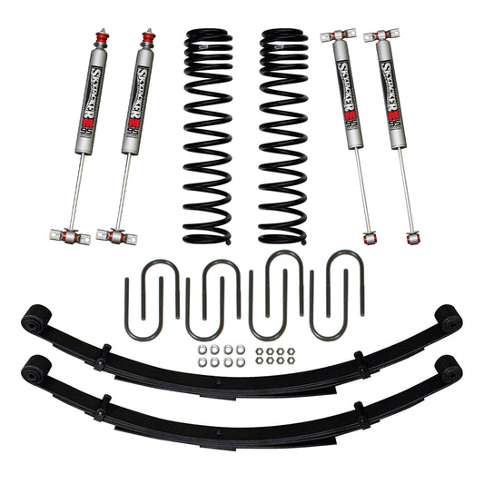 3 Inch Suspension Lift System 84-01 Cherokee XJ W/Front Dual Rate Long Travel Coil Springs Rear U-bolts Rear Leaf Springs Skyjacker