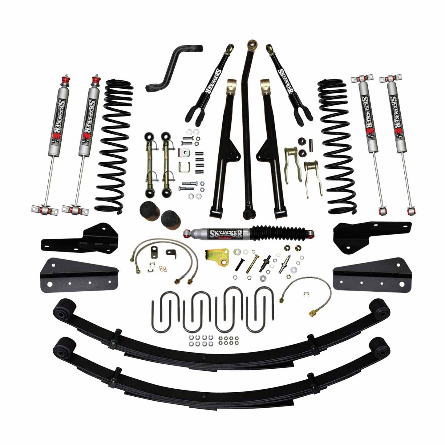 6 In Lift 84-01 Cherokee XJ Sys W/Front DR/LT Coil Springs Pitman Arm Bump Stop Spacers Lower and Upper Adjust Control Arms Skyjacker-2