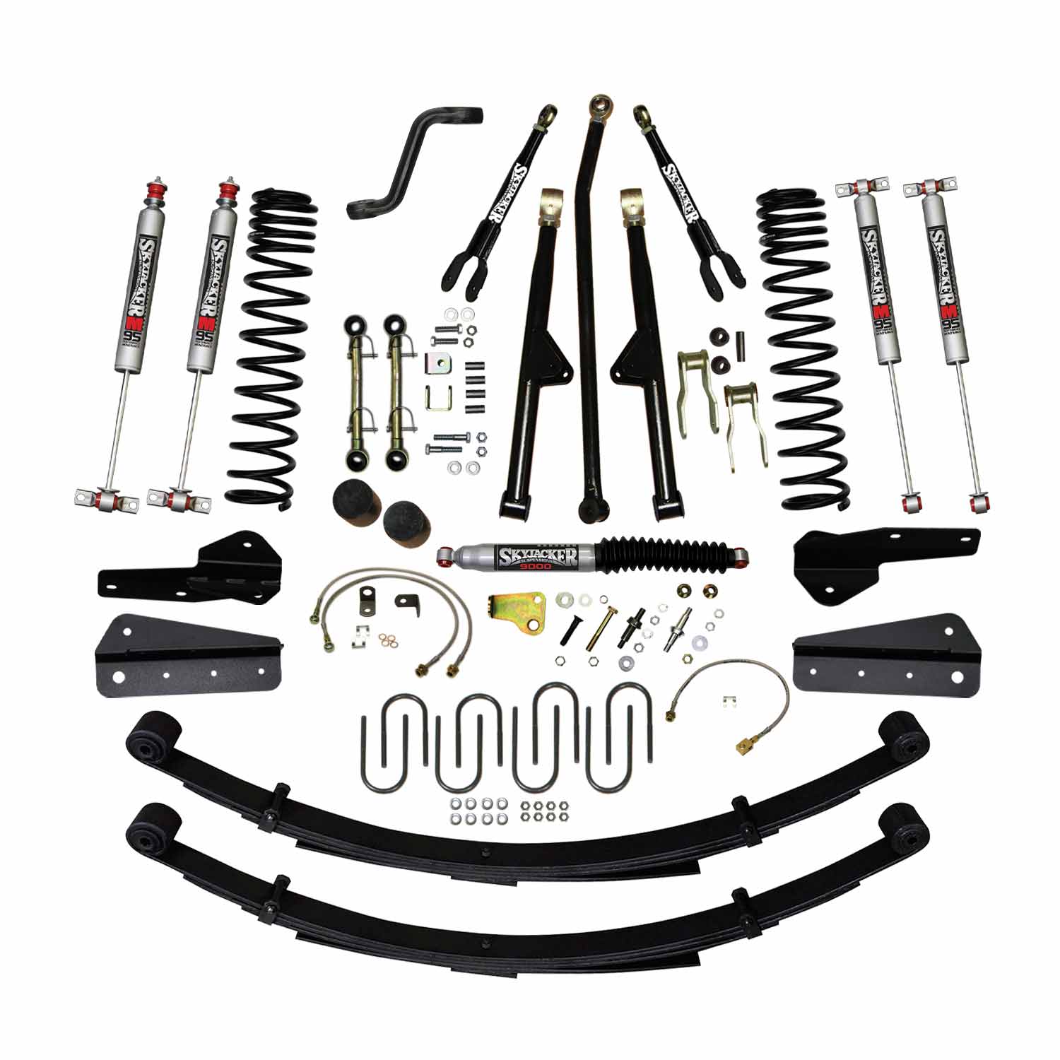 6 In Lift 84-01 Cherokee XJ Sys W/Front DR/LT Coil Springs Pitman Arm Bump Stop Spacers Lower and Upper Adjust Control Arms Skyjacker-2