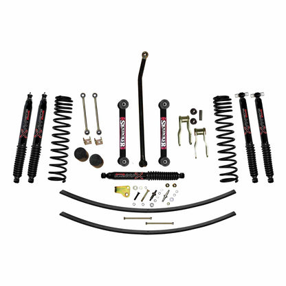 4.5 Inch Suspension Lift Kit 84-01 Cherokee XJ W/Front Dual Rate Long Travel Coil Springs Front Bump Stop Spacers Skyjacker-3