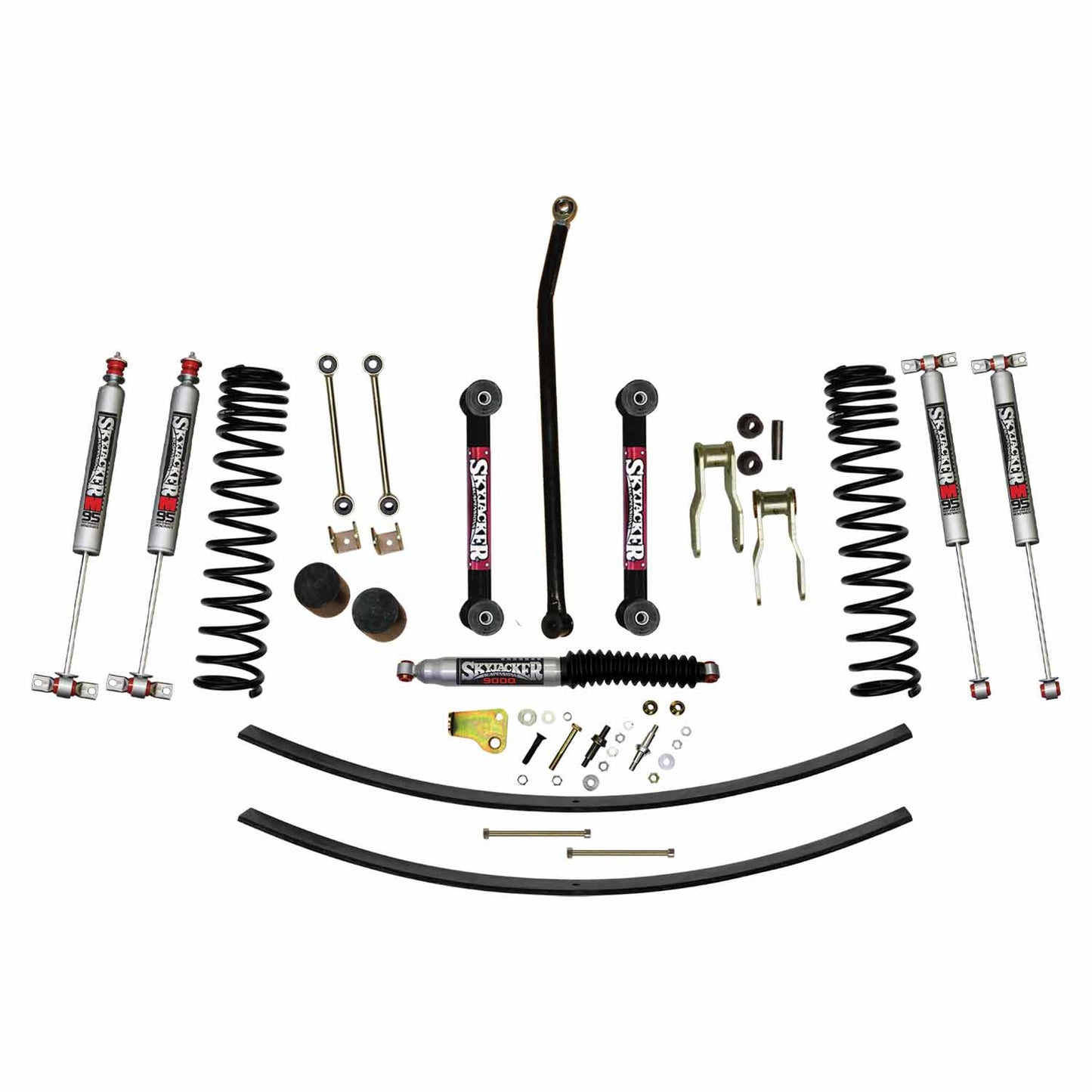 4.5 Inch Suspension Lift Kit 84-01 Cherokee XJ W/Front Dual Rate Long Travel Coil Springs Front Bump Stop Spacers Skyjacker-1