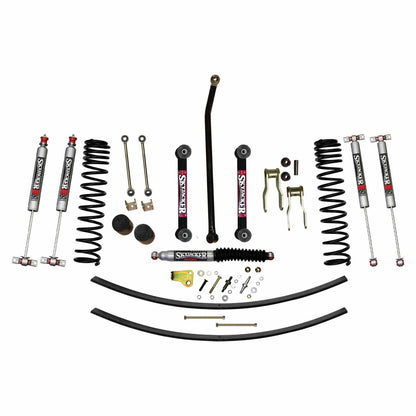 4.5 Inch Suspension Lift Kit 84-01 Cherokee XJ W/Front Dual Rate Long Travel Coil Springs Front Bump Stop Spacers Skyjacker-1