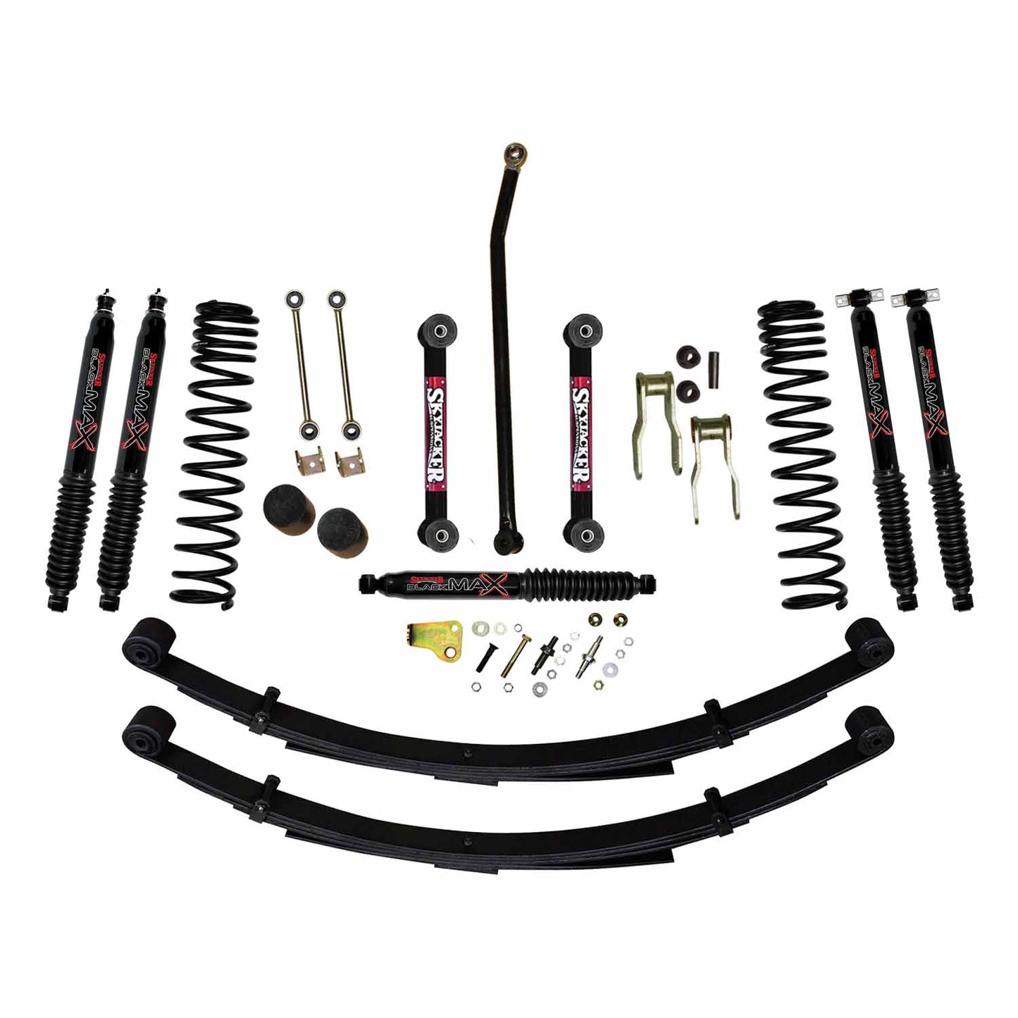 4.5 Inch Suspension Lift Sys 84-01 Cherokee XJ W/Front Dual Rate Long Travel Coil Springs Front Bump Stop Spacers Skyjacker-1
