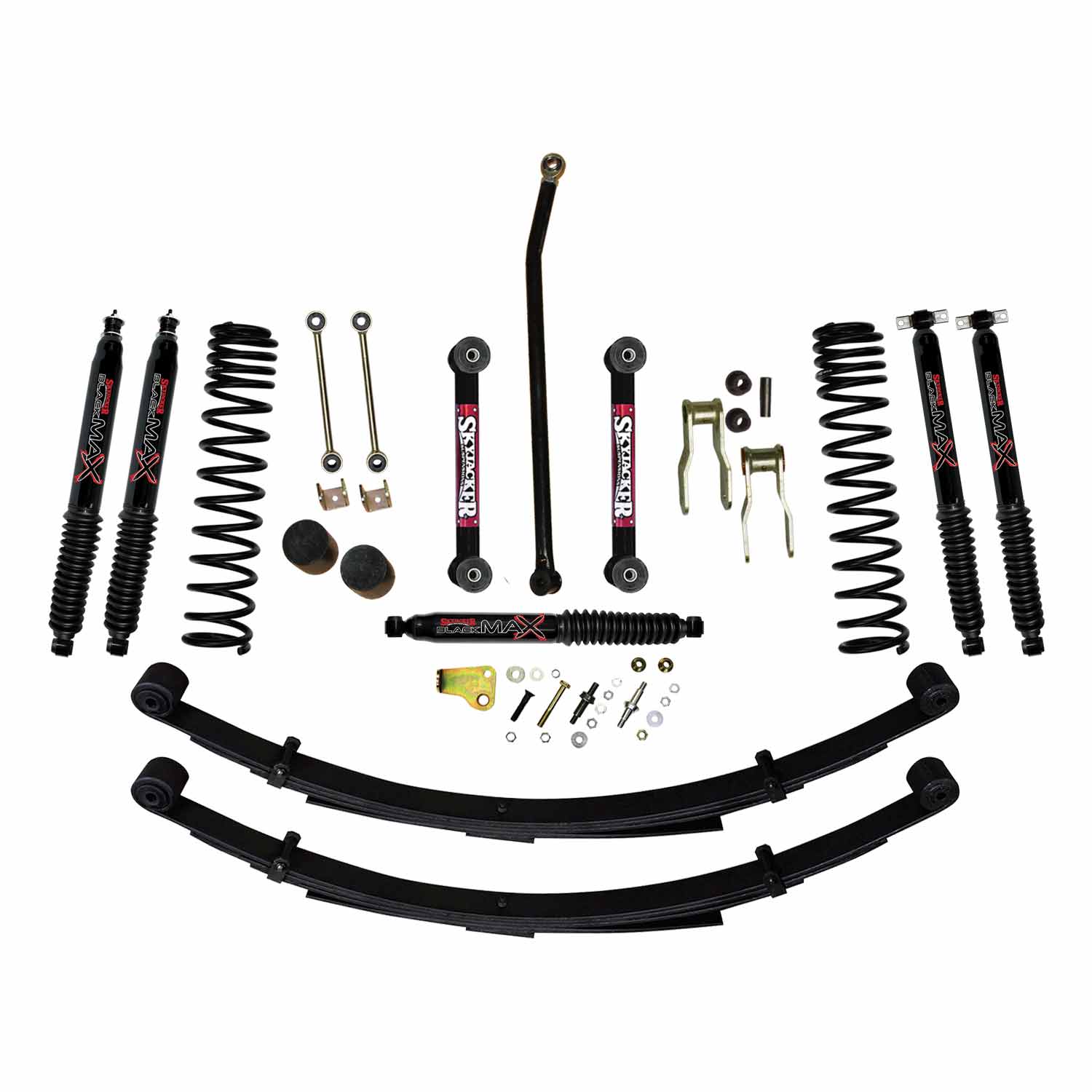 4.5 Inch Suspension Lift Sys 84-01 Cherokee XJ W/Front Dual Rate Long Travel Coil Springs Front Bump Stop Spacers Skyjacker-1