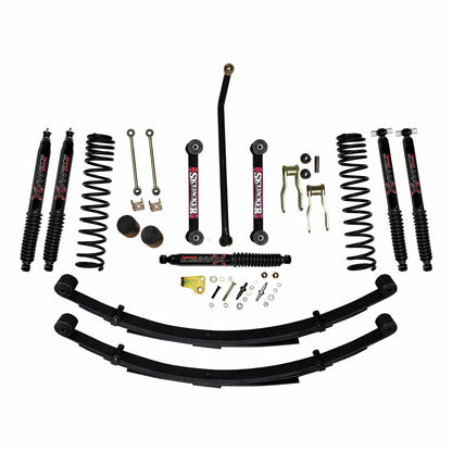 4.5 Inch Suspension Lift Sys 84-01 Cherokee XJ W/Front Dual Rate Long Travel Coil Springs Front Bump Stop Spacers Skyjacker-1