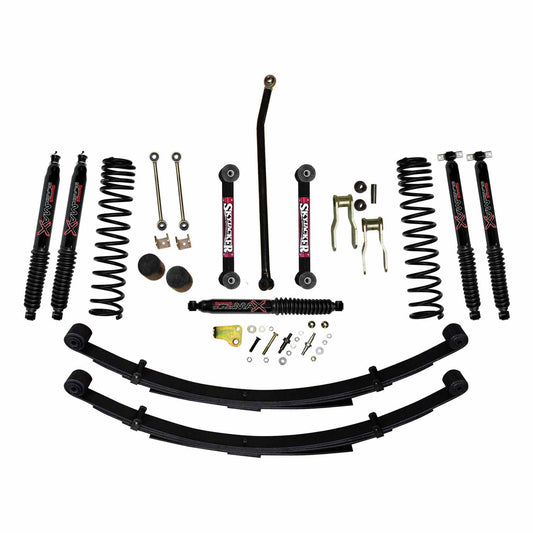 4.5 Inch Suspension Lift Sys 84-01 Cherokee XJ W/Front Dual Rate Long Travel Coil Springs Front Bump Stop Spacers Skyjacker-1