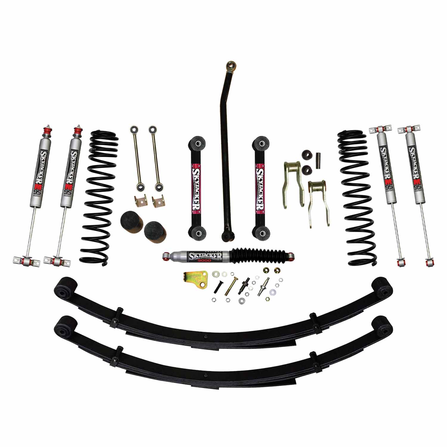 4.5 Inch Suspension Lift Sys 84-01 Cherokee XJ W/Front Dual Rate Long Travel Coil Springs Front Bump Stop Spacers Skyjacker