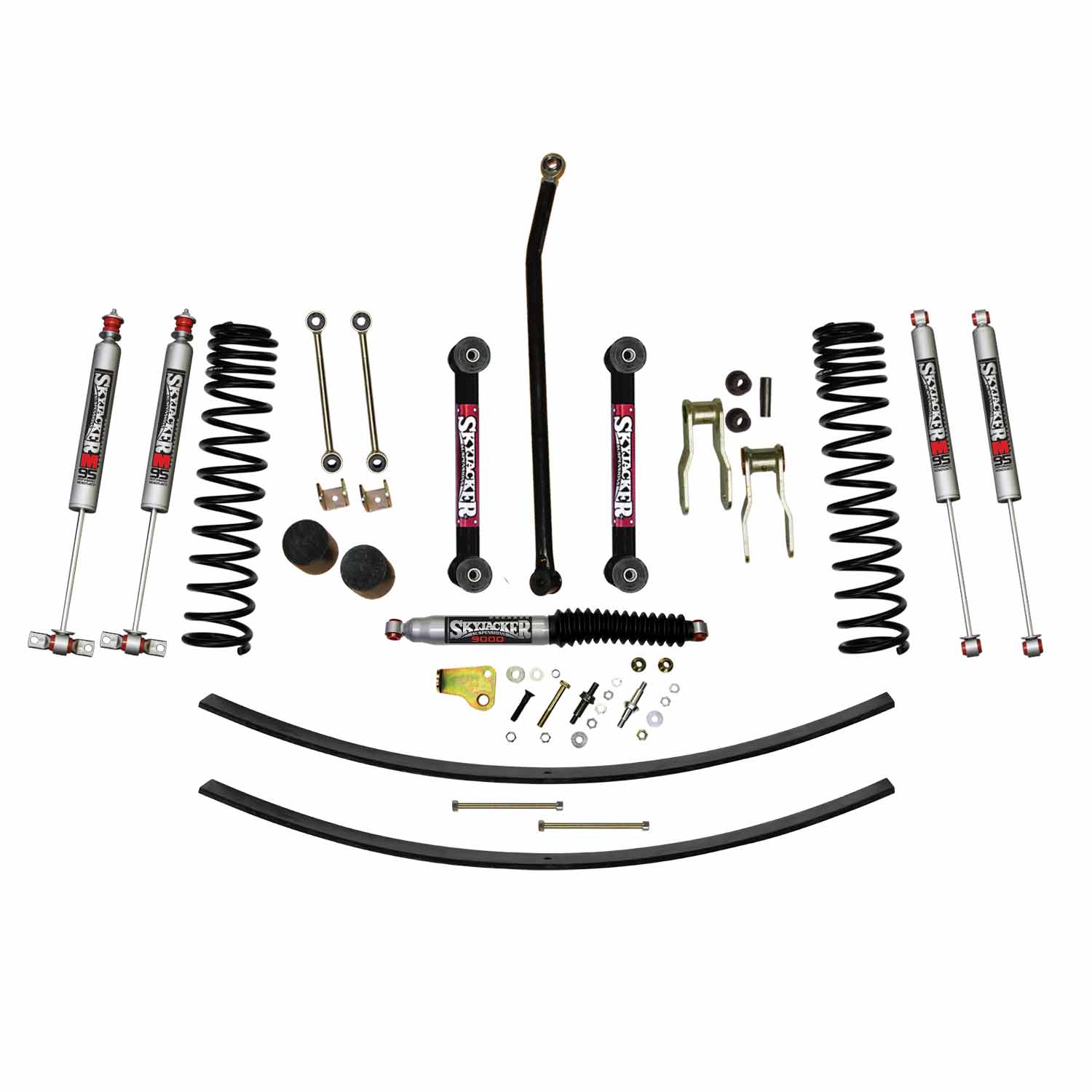 4.5 Inch Suspension Lift Kit 86-92 Comanche MJ W/Front Dual Rate Long Travel Coil Springs Front Bump Stop Spacers Skyjacker-1